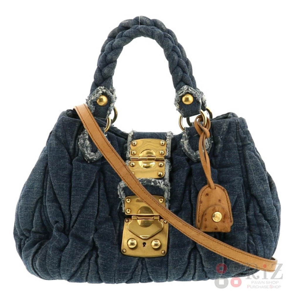 Miu Miu Denim Handbag Shoulder Messenger Bag Blue
